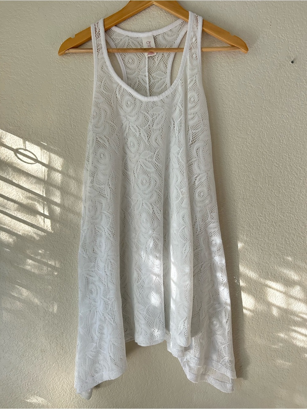 OP White Crochet Lace Racerback Tank Swim Coverup